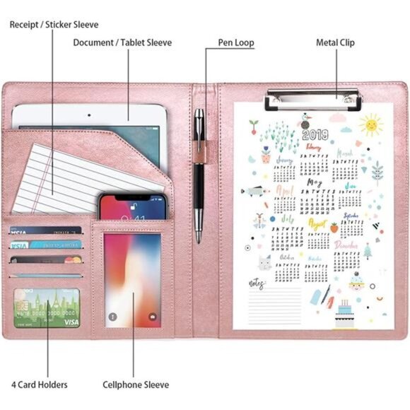 Padfolio Business/Resume Portfolio Folder, Leather Interview Business Portfolio - Picture 3 of 6